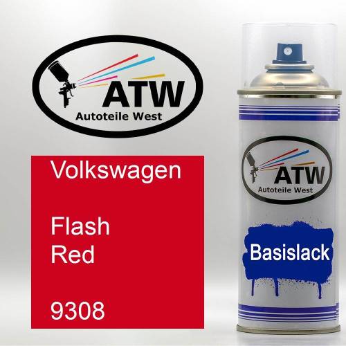 Volkswagen, Flash Red, 9308: 400ml Sprühdose, von ATW Autoteile West.